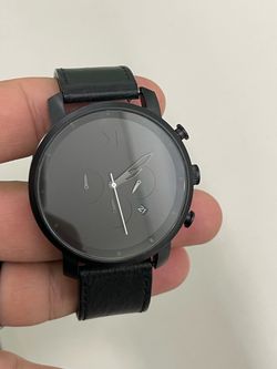 MVMT Chrono Black Watch with Leather Strap