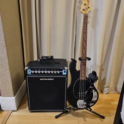 Music Man Sub Series Stingray 4 String Bass W/ Acoustic B100c Bass Amp