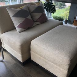 Cream Loveseat & Ottoman 