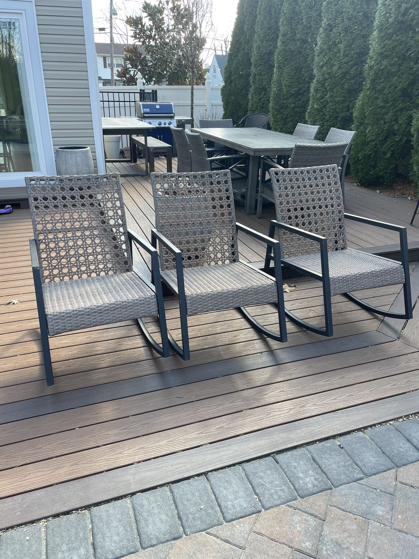 Three beautiful rocking chairs