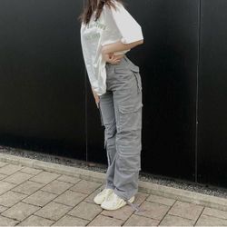 High Waisted Cargo Pants for Women Baggy Y2k Straight Leg Pants