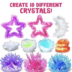 Crystal Growing Kit for Kids - 10 Crystals Science Experiment Kit + 2 Glow in The Dark Crystals with DIY Paint Display Stand 8+ Years 
