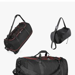 32” XL rolling duffle bag with storage pouch, new