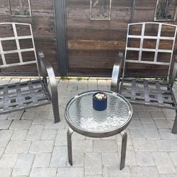 Outdoor patio furniture, set two chairs, tea