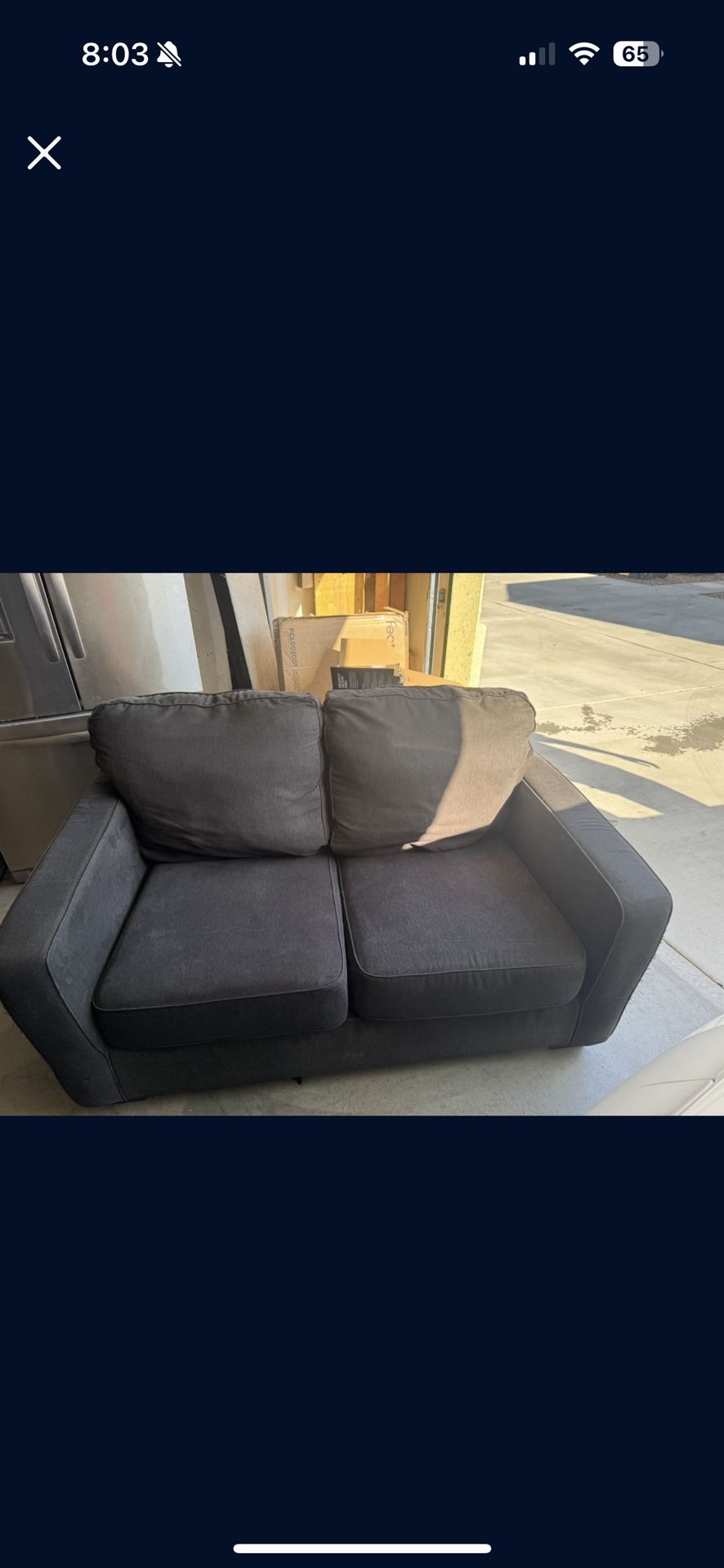 Modern Sofa & Loveseat Set – Dark Blue Fabric