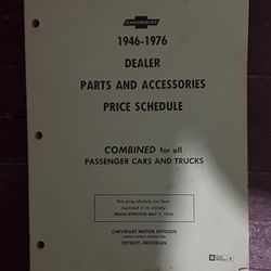 Original Chevrolet Dealer Parts & Accessories Price Schedule 1946–1976