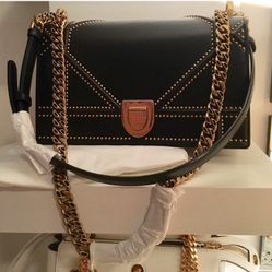 Dior Diorama Calfskin Black Flap Bag Medium 