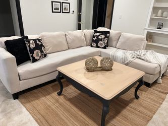 Bombay Beige & Black coffee table - Natural oak wood