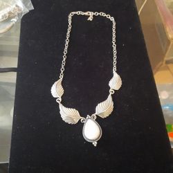 Sterling Silver Necklace with Stone Charm 