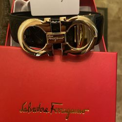 Salvatore Ferragamo men’s leather belt size 34-36 with box and dust bag 