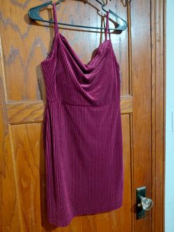 Barely worn Morgan& Co purple dress with magnetic front inside hanger design