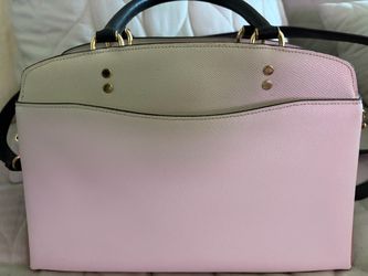 Beige and black coach handbag