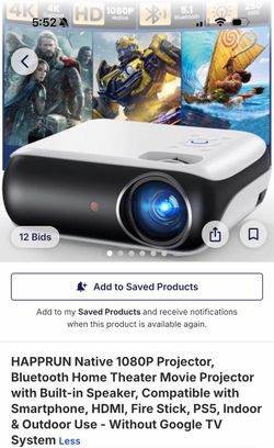 HAPPRUN Native 1080P Bluetooth Home Theater Projector