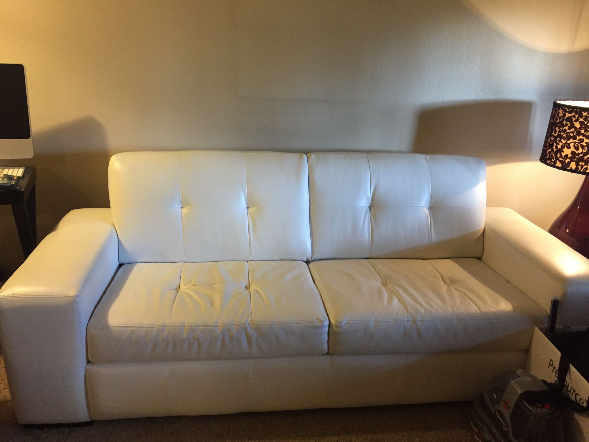 Z Gallerie white leather couch