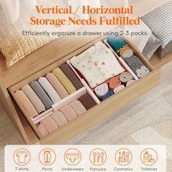 Lifewit 14 Pack Drawer Dividers 4" High, 11-17" Adjustable Drawer Organizers for Clothes, Expandable Dresser Separators in Bedroom/Bathroom/Kitchen/Fr