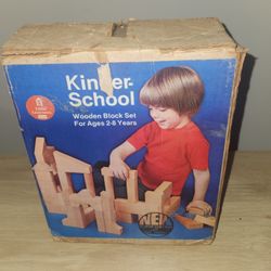 Vintage Kinder-School  Wooden Block Set