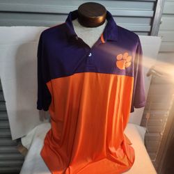 VINTAGE Russell Clemson Tigers Golf Polo Shirt Men SIZE 3Xl