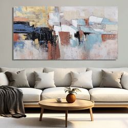 Canvas Wall Art Decor Large Canvas Wall Art For Living Room Abstract Art Blue Gold Wall Art Decor Large Canvas Art Work Colorful Abstract Wall Art Pri