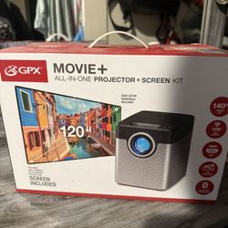 GPX Bluetooth Projector and 120" Projector Screen