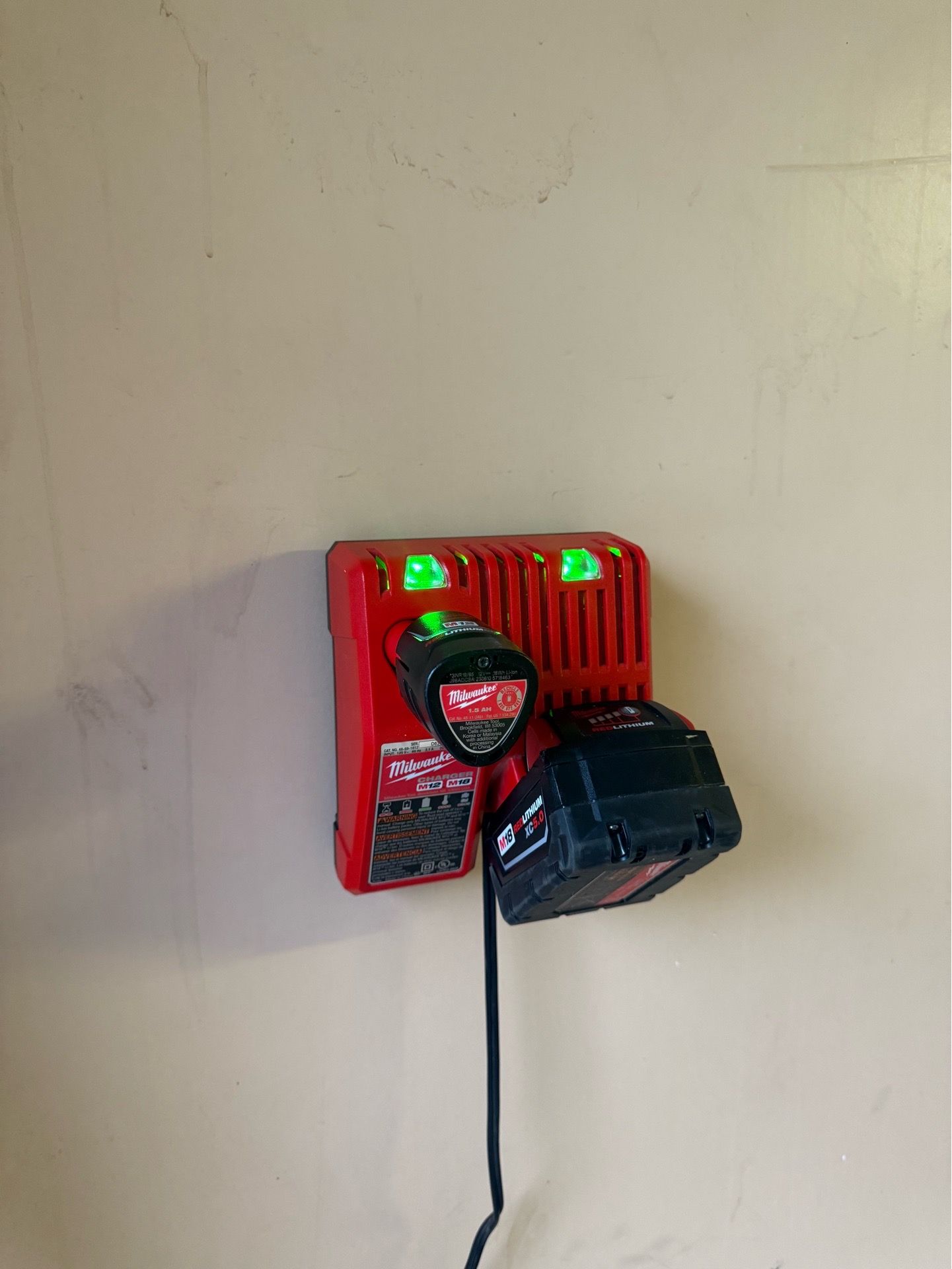 Milwaukee Dual Battery Charger Wall Mount – 3D Printed (Heavy-Duty Organizer)
