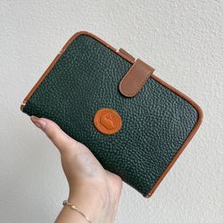 DOONEY & BOURKE Vintage 90s Green Brown Pebbled Leather Daily Planner Organizer