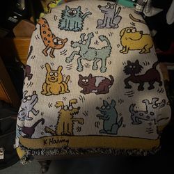 Keith Hering Dog And Cat Blanket