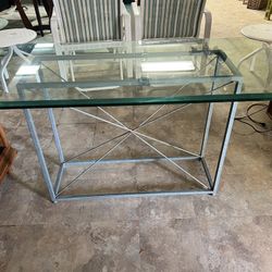 Iron and beveled glass console table