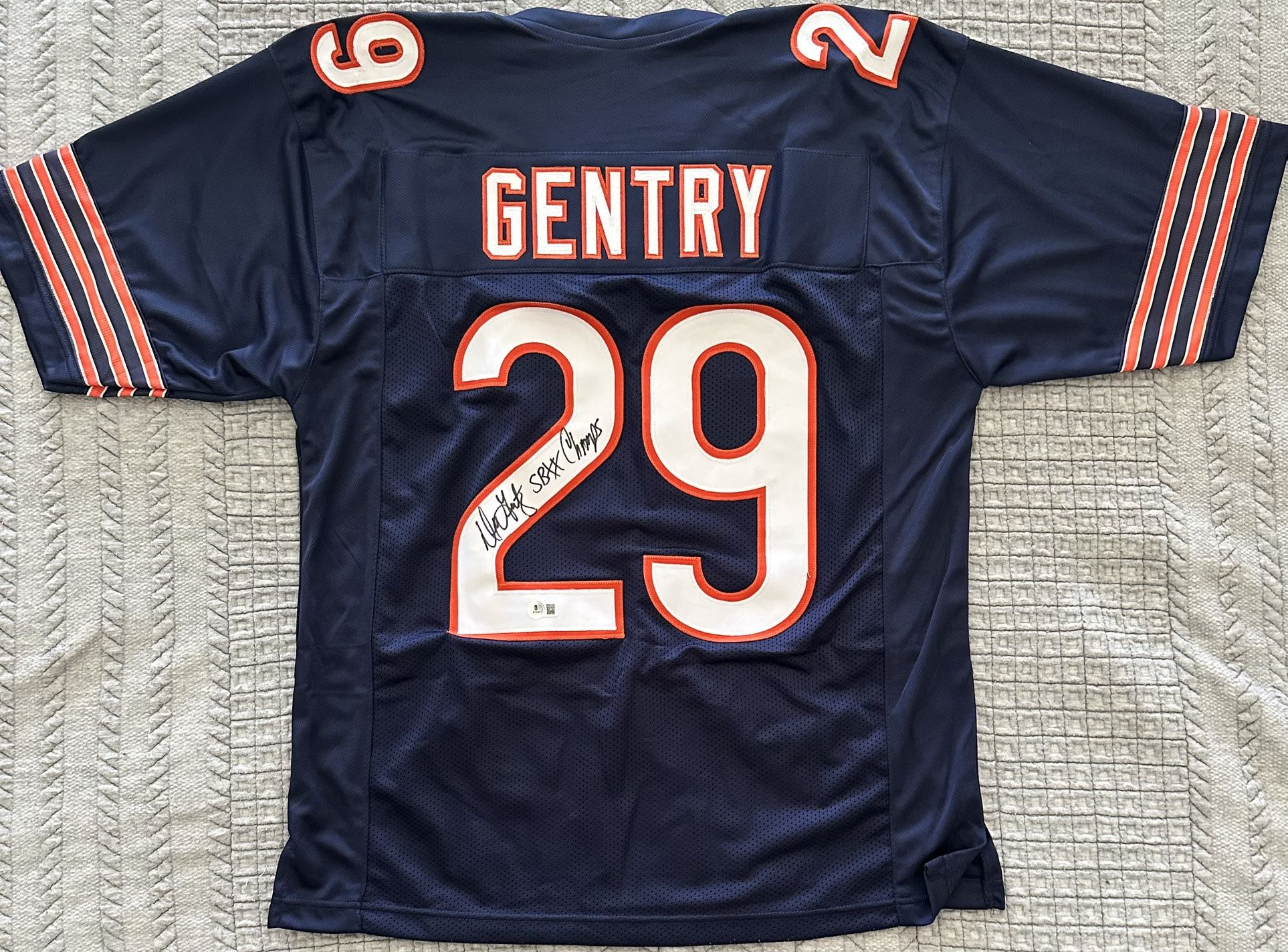 Dennis Gentry Signed Chicago Bears Custom Pro Style Jersey Beckett