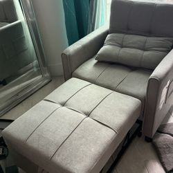 NEW Hogsett 3-in-1 Convertible Accent Chair / Sleeper Bed – Gray Linen ✨