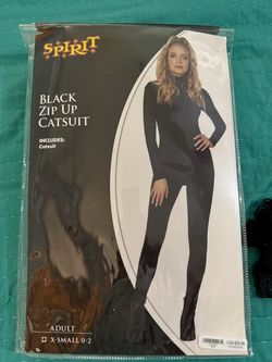 Spirit Black Zip Up Catsuit Adult XS