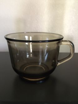 Set of 6 Vintage France Arcoroc Smoky Gray Coffee Mug Cups. Buy brand new/ Never Used.
