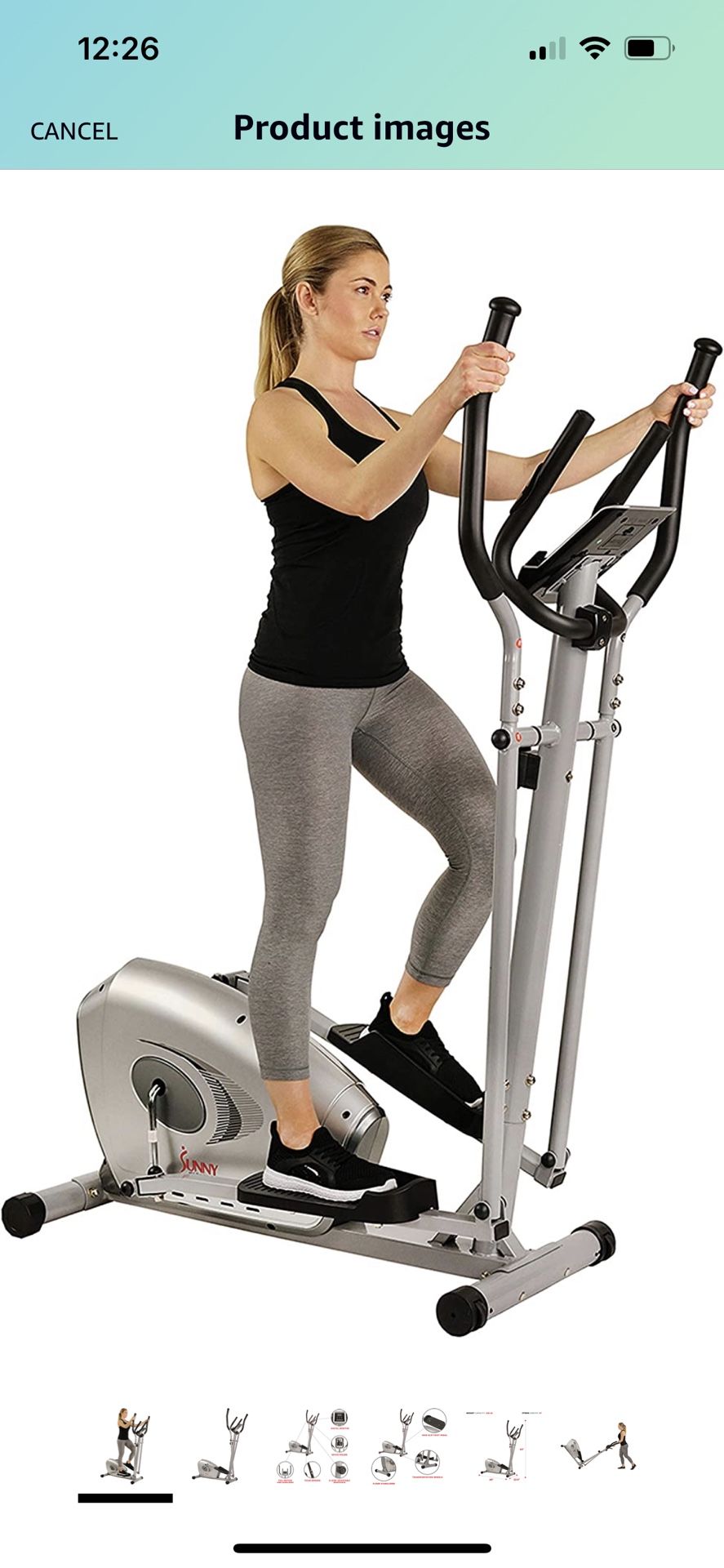 Sunny Health & Fitness SF-E3607 Magnetic Elliptical Bike Elliptical Machine w/ Device Holder, LCD Monitor and Heart Monitoring System