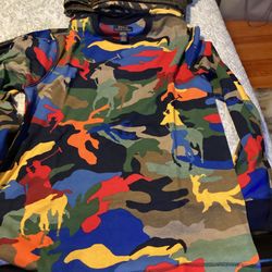 Polo Ralph Lauren Men's Multi Player Camo All Over Waffle Knit Thermal T-Shirt Men’s Size Large New