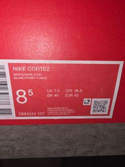 Nike Cortez White/Dark Pony Size 8.5