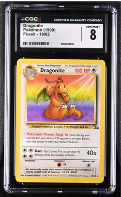 Dragonite 19/62 Fossil Non-Holo Rare CGC 8