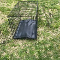 Simple Deluxe 36-Inch Dog Cage with Divider, Metal