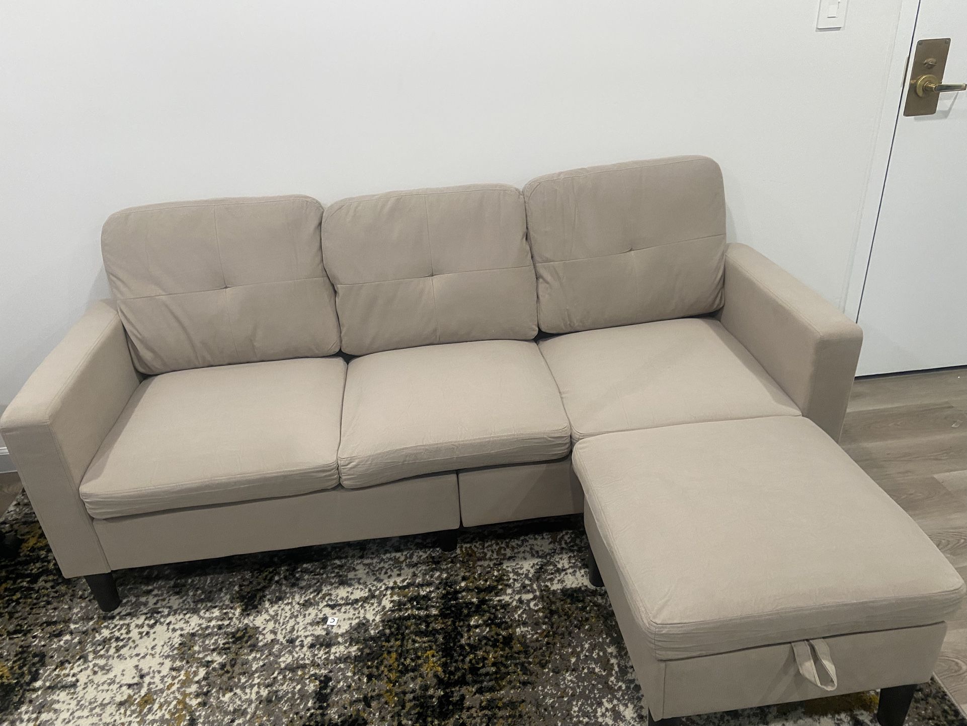 Wayfair Tan Sofa and Ottoman
