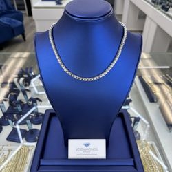 Tennis Chain 6 Mm Wide By 17,5 Inch  10k Diamonds Real 