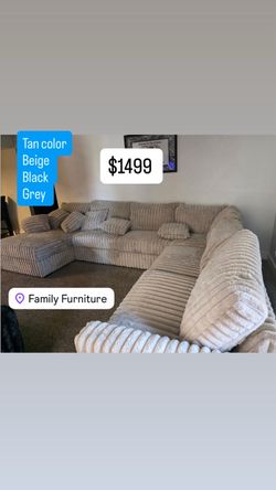 XL Corduroy sectional beige color