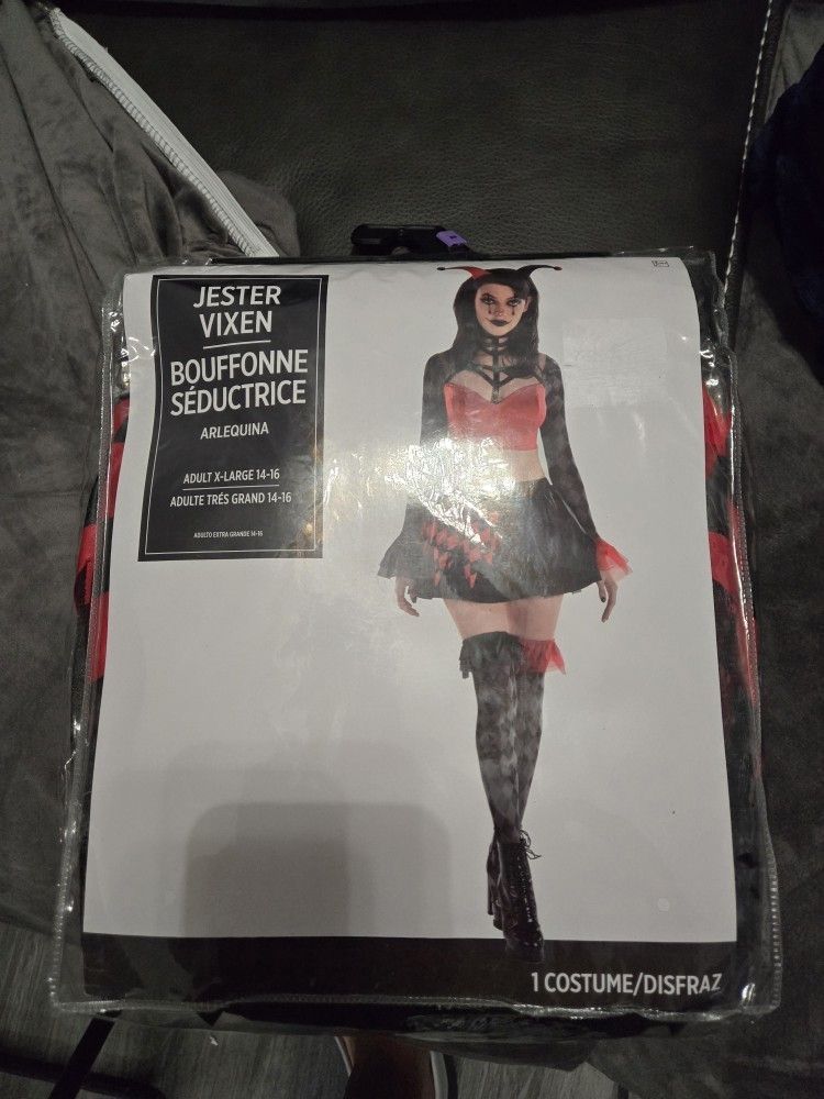 Adult sexy Jester Vixen halloween costume size XL or L