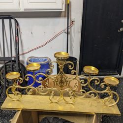 Gold Metal Candle Holder 