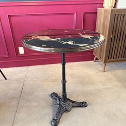 French Bistro Table 24” Round Black Granite New Condition Cafe Iron