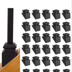 (New in Box) 
Iron Baluster Shoes - Slant Shoe with Screw - for Use with 1/2" Square Balusters - Set of 30 (Satin Black) /4-CN-3160