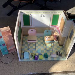 Our Generation Doll School Room House Set American Girl 18” Dolls  with 2 Desks, Locker And Accessories