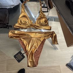 Pamela Brazilian-Metallic Bronze Bikini Set By HoneyBirdette 