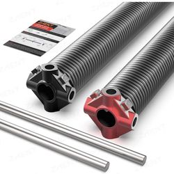Open Box Garage Door Torsion Springs 2'' (Pair) with Non-Slip Winding Bars,High Quality Coated Torsion Springs with a Minimum of 18,000 Cycles (0.207X