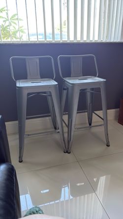 Set of 2 Silver Metal Bar Stools $20