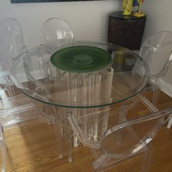 Phillip Stark Dining Set With 5 Phillip stark Ghost Chairs
