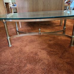 Quality Glass Top Oval Coffee Table