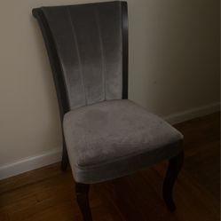 Comfortable Grey Suede Dining Chair 